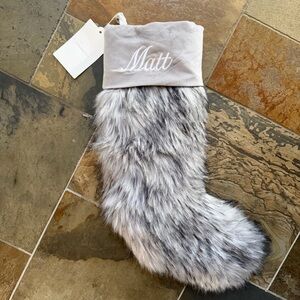 Restoration Hardware~Baby & Child•NWT• “MATT” Embroidered Stocking•Grey Wolf